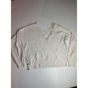 Hollister California Women's Cream Knit Lace Trim Long Sleeve Sweater‎ Medium
